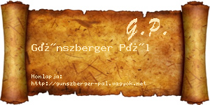 Günszberger Pál névjegykártya